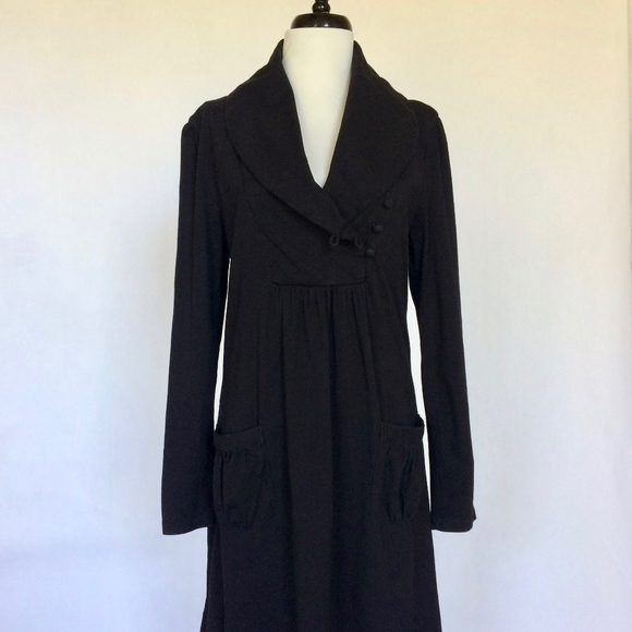 eShakti black, long sleeved dress with pockets - Picture 1 of 7